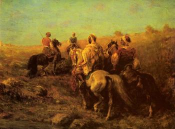 阿道夫 施賴爾 Arabian Horsemen Near A Watering Place